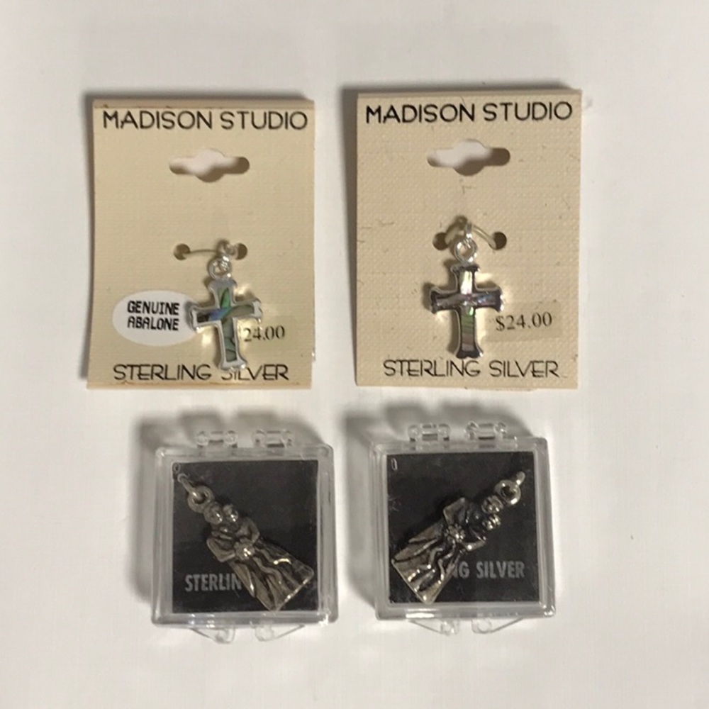 Madison Studio 2 Sterling Silver/Abalone Crosses 2 Sterling bride & groom charms